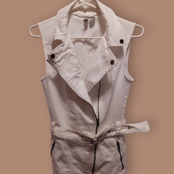 H&M Divided White Sleeveless Belted Zip-Up Jacket Dress US 6 - Picture 3 of 8